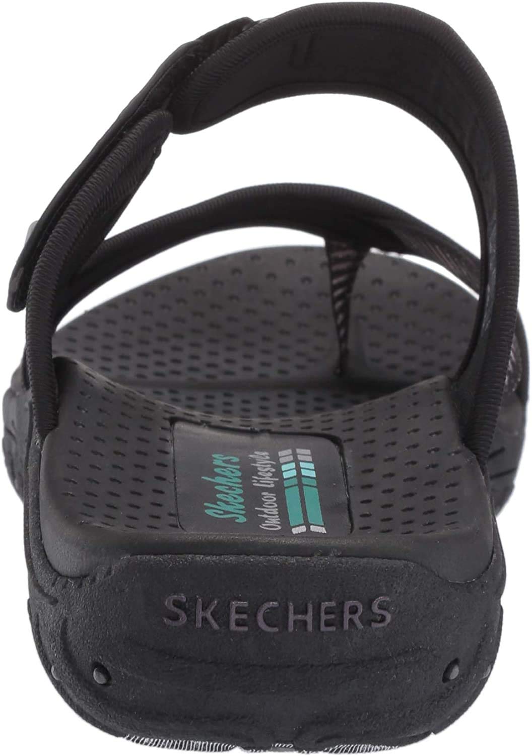 Skechers Women's REGGAE - SEIZE THE DAY - Toe Thong Sandal Sandal, black, 8.5 M US