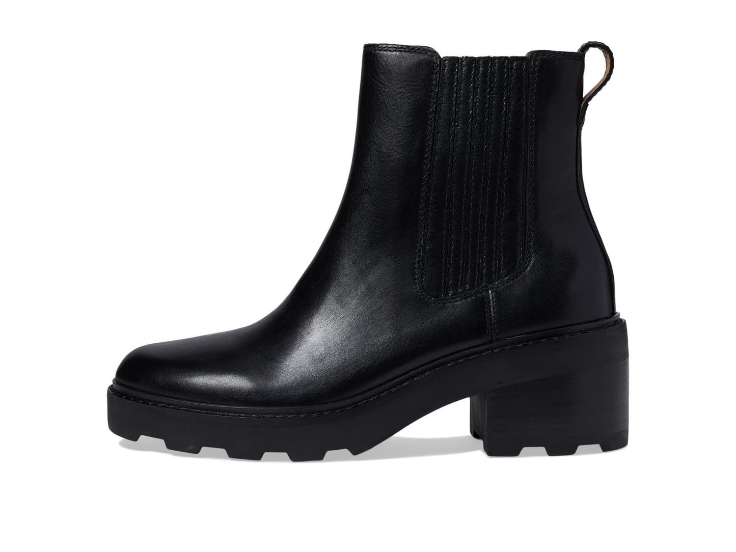 Madewell The Gwenda Platform Ankle Boots for Women in Leather - Man-Made Sole - Stacked Heel Design True Black 8 M
