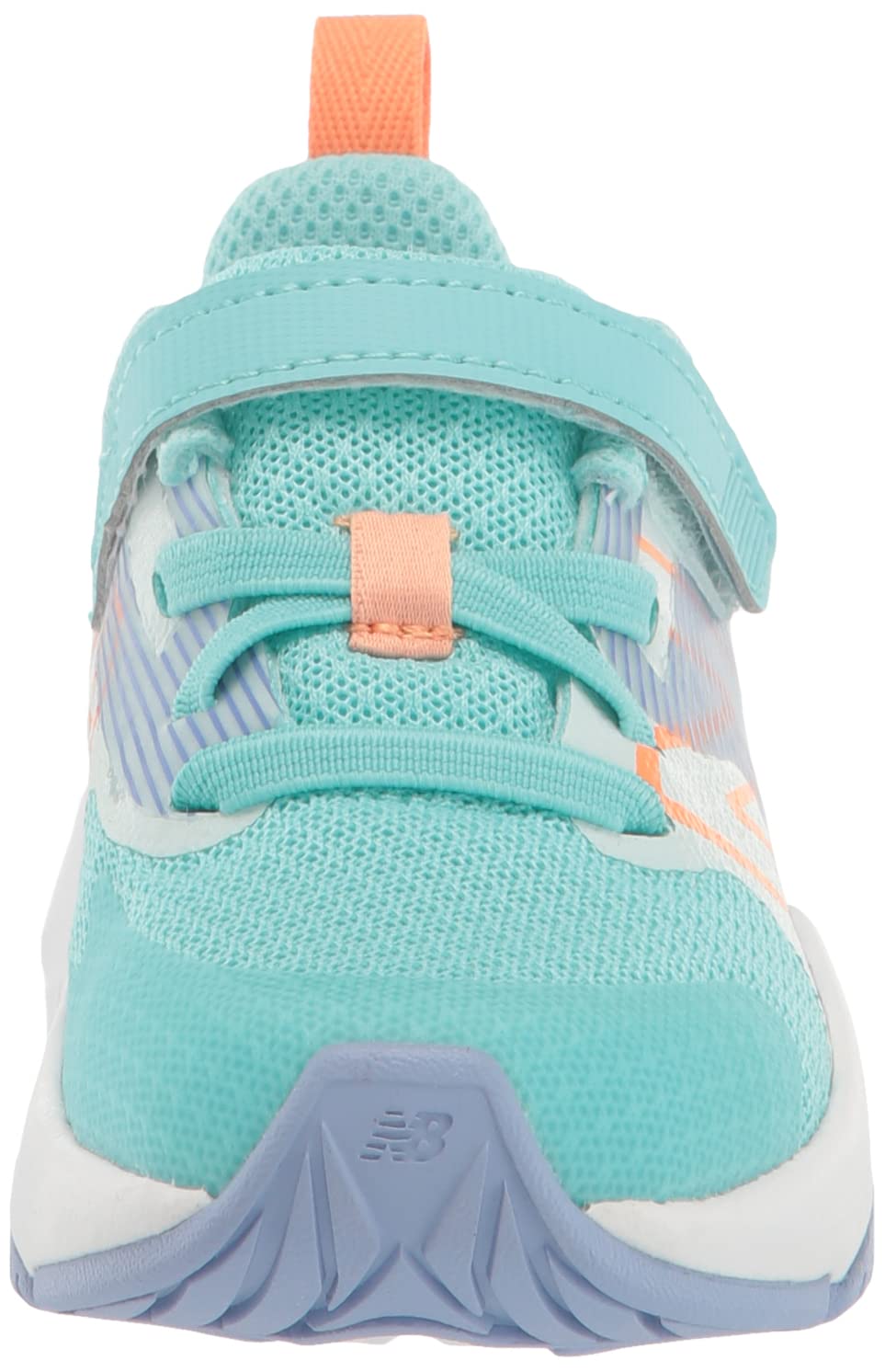 New Balance Kid's Rave Run V2 Hook and Loop Running Shoe, Surf/Peach Glaze/Magic Hour, 8 Toddler