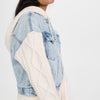 [BLANKNYC] Womens Hooded Denim With Sleeve Detail Jacket, Blooming, Medium US