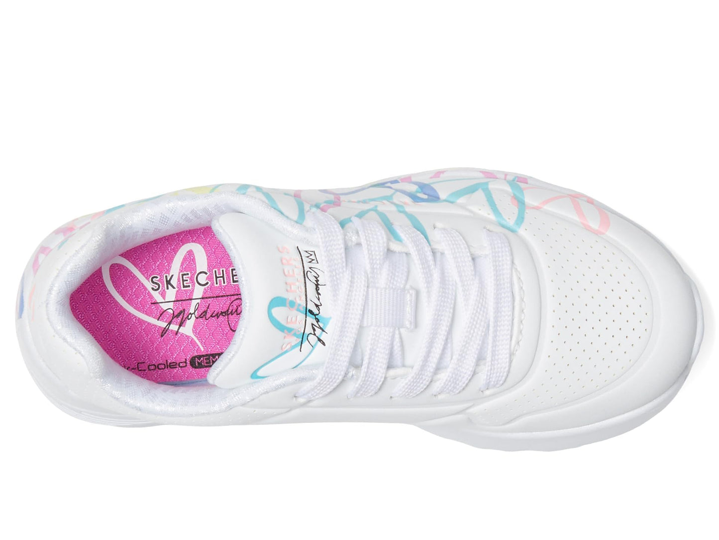 Skechers Kids Girls Uno Lite-Spread The Love Sneaker, White/Purple/Turquoise, 4.5, Big Kid