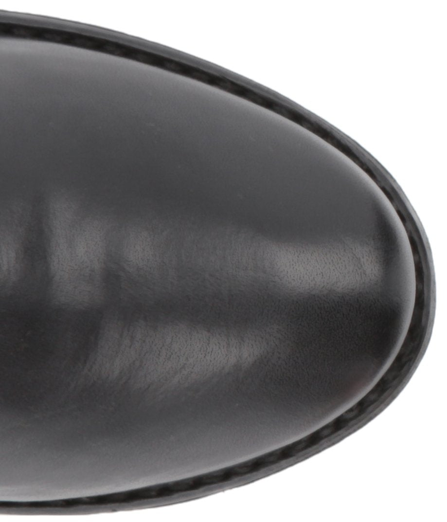 Frye Paige Tall Riding Boots for Women Made from Antiqued Italian Leather with Overlapping Front Panels, Stacked Leather Heel, and Leather Outsole – 16” Shaft Height, Black - 7 M