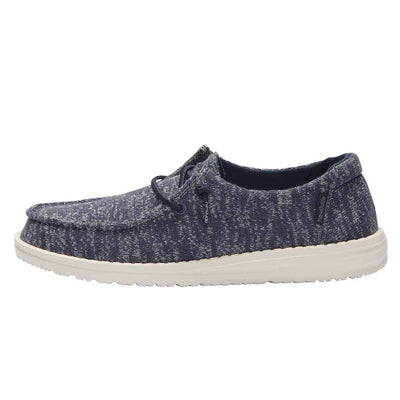 HEYDUDE Women's Wendy Stretch Folkstone Blue Size 7 | Women’s Shoes | Women’s Lace Up Loafers | Comfortable & Light-Weight
