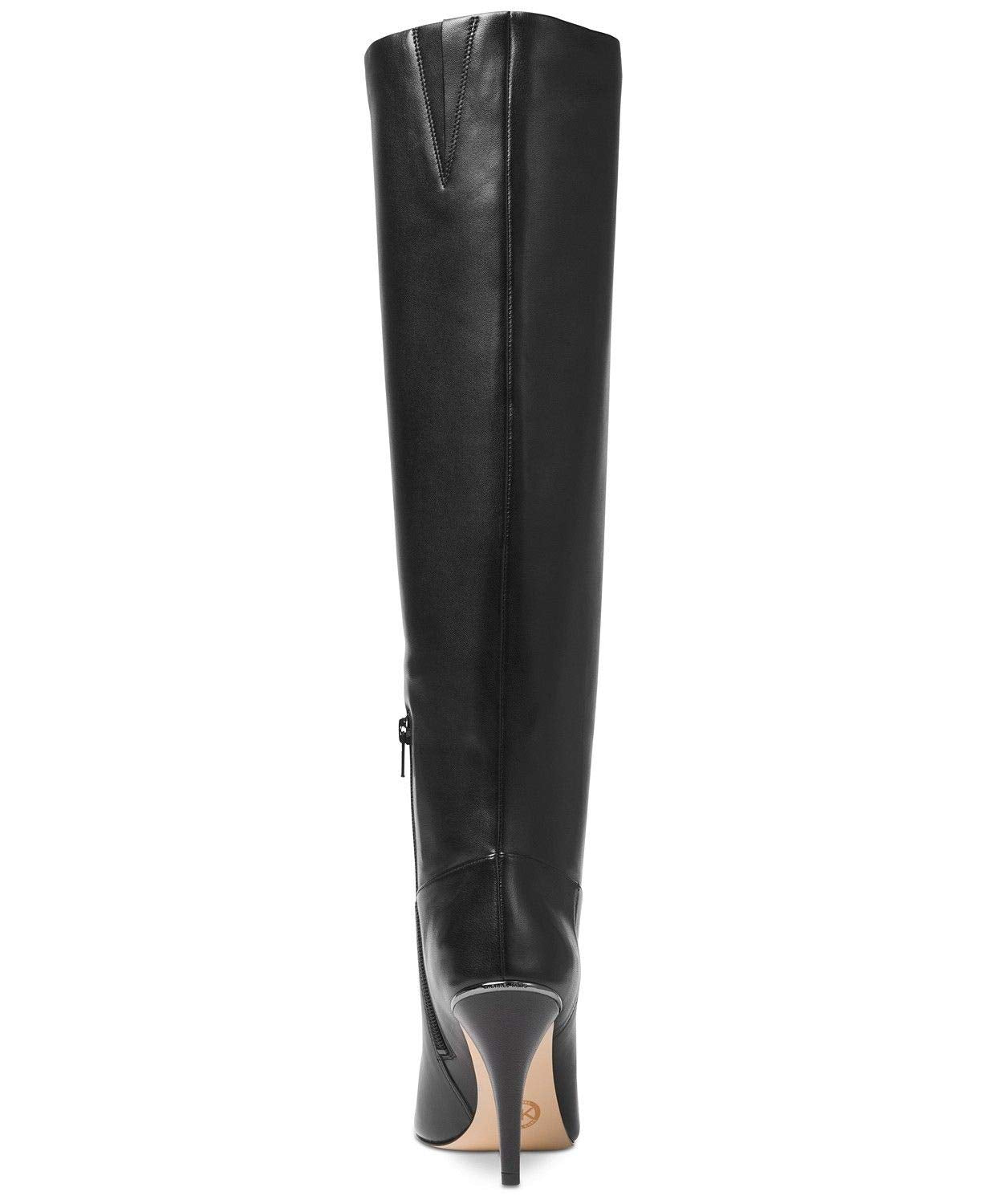 Michael Kors Womens Rosalyn Leather Peep Toe Knee High Fashion, Black, Size 11.0