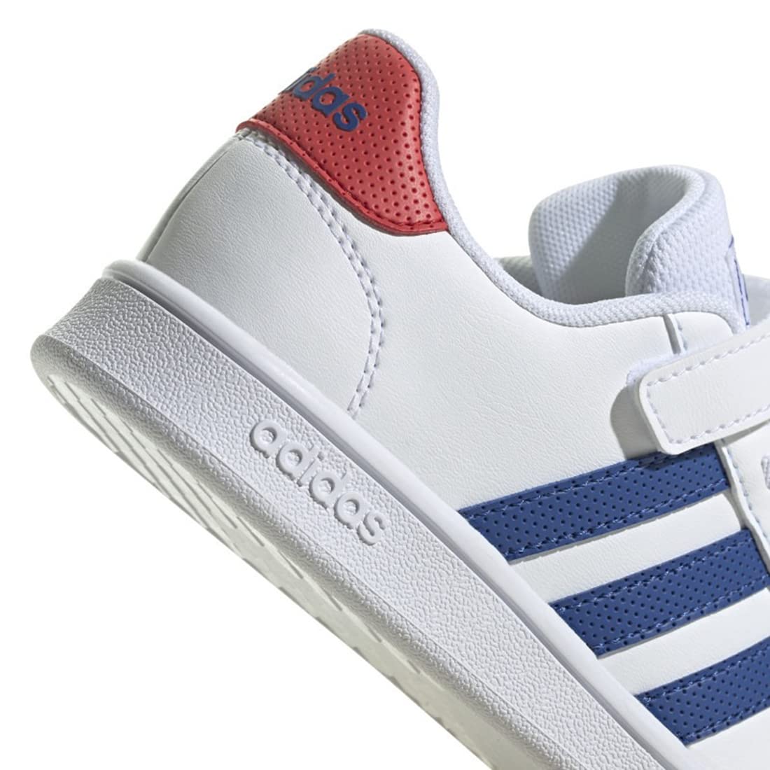 Adidas Little Kids Unisex Grand Court Sneakers, White/Team Royal Blue/Vivid Red, 1.5