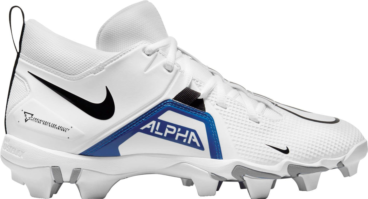 Nike Alpha Menace 3 Shark Kids' Football Cleats, White/Black, 4 Big Kid