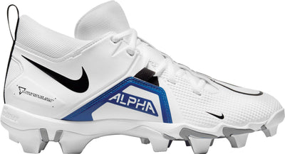 Nike Alpha Menace 3 Shark Kids' Football Cleats, White/Black, 4 Big Kid