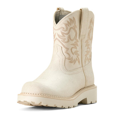 Ariat Women's Fatbaby Western Boot, Distressed Ivory, 9