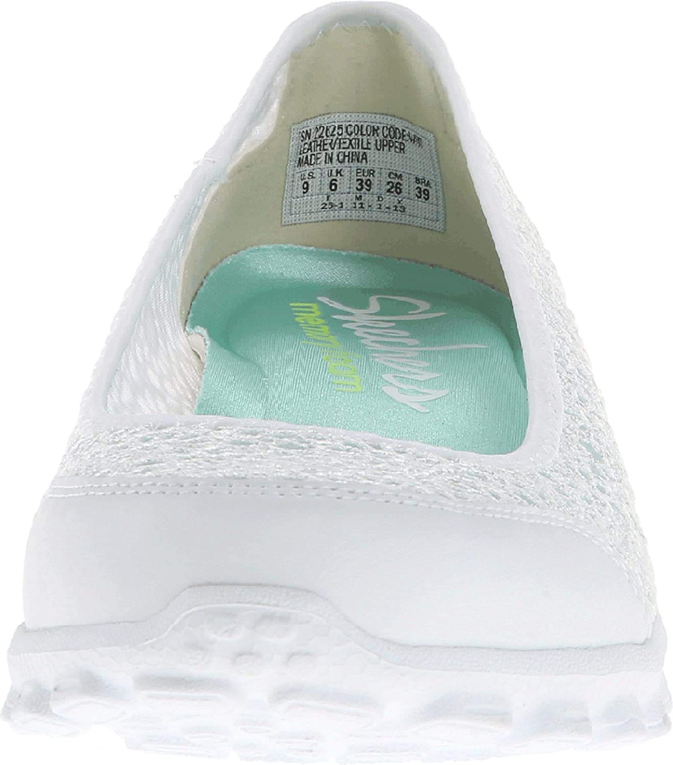 Skechers Women's EZ Flex Sweetpea Slip-On Flat, White, 8.5 W US