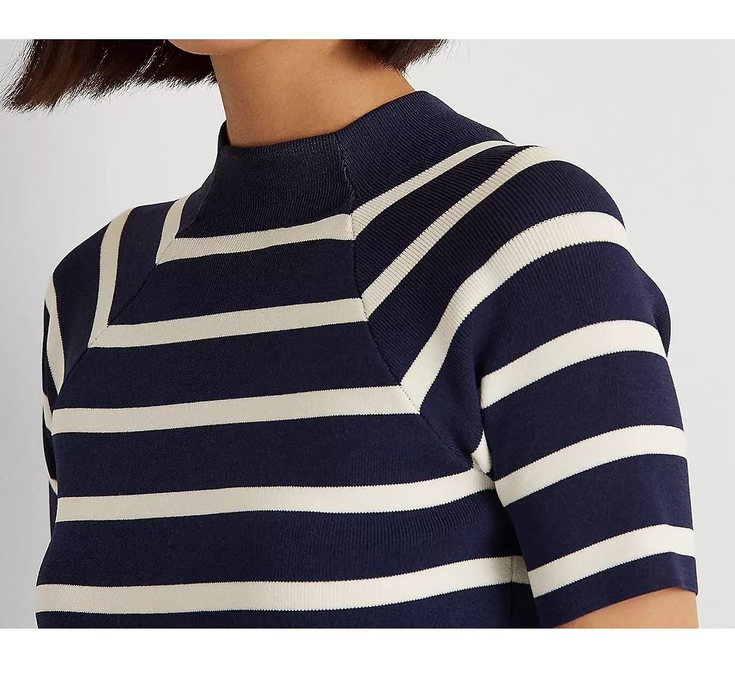 Lauren Ralph Lauren Women’s Striped Short-Sleeve Sweater French Navy/Mascarpone Cream Medium