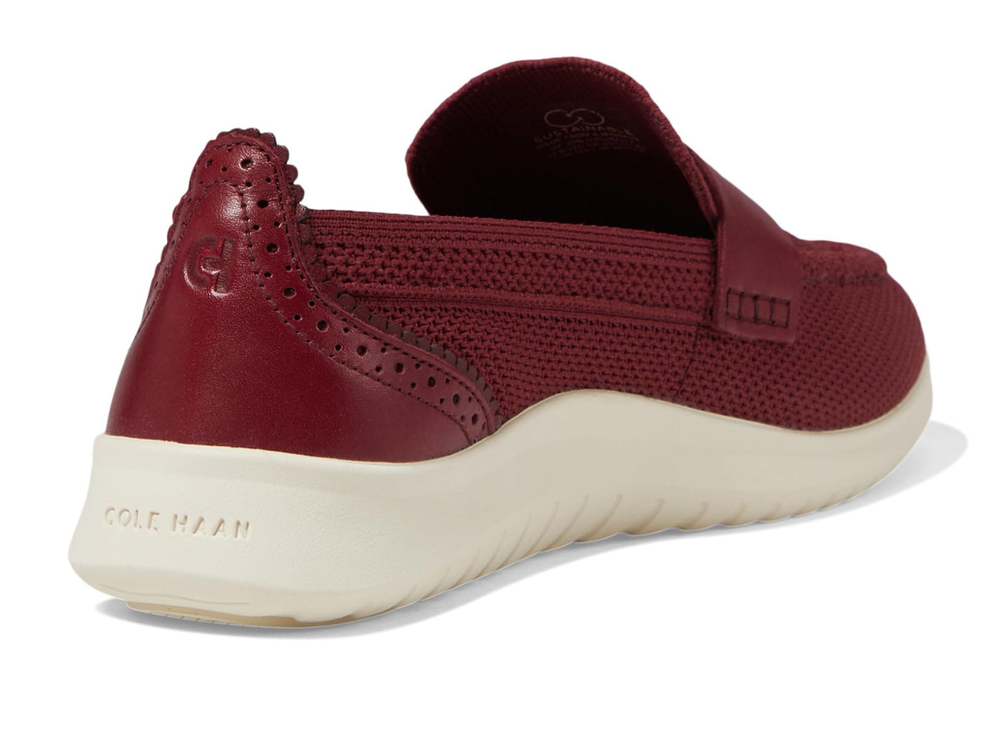 Cole Haan Womens Zerogrand Meritt Stitchlite Loafers, Black Cherry Knit/Ivory, 7 Medium