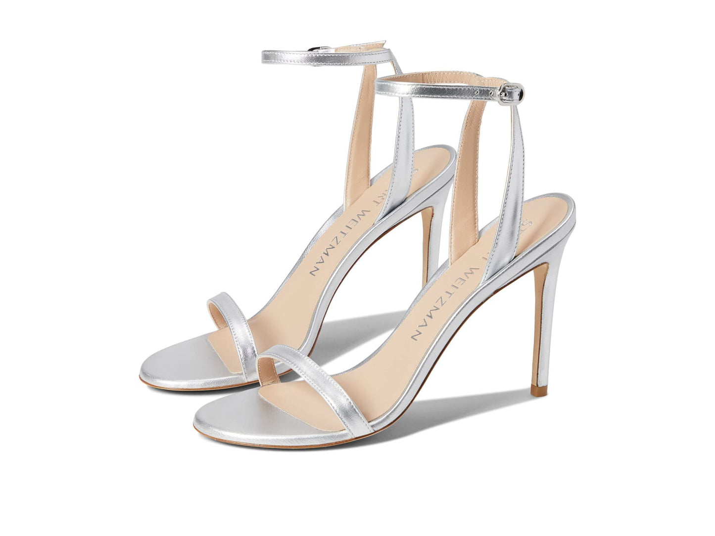 Stuart Weitzman Barelynude 100 Sandal Silver 9 B