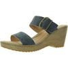 BORN Womens Buckle Leather Wedge Sandals Blue 7 Medium (B,M)