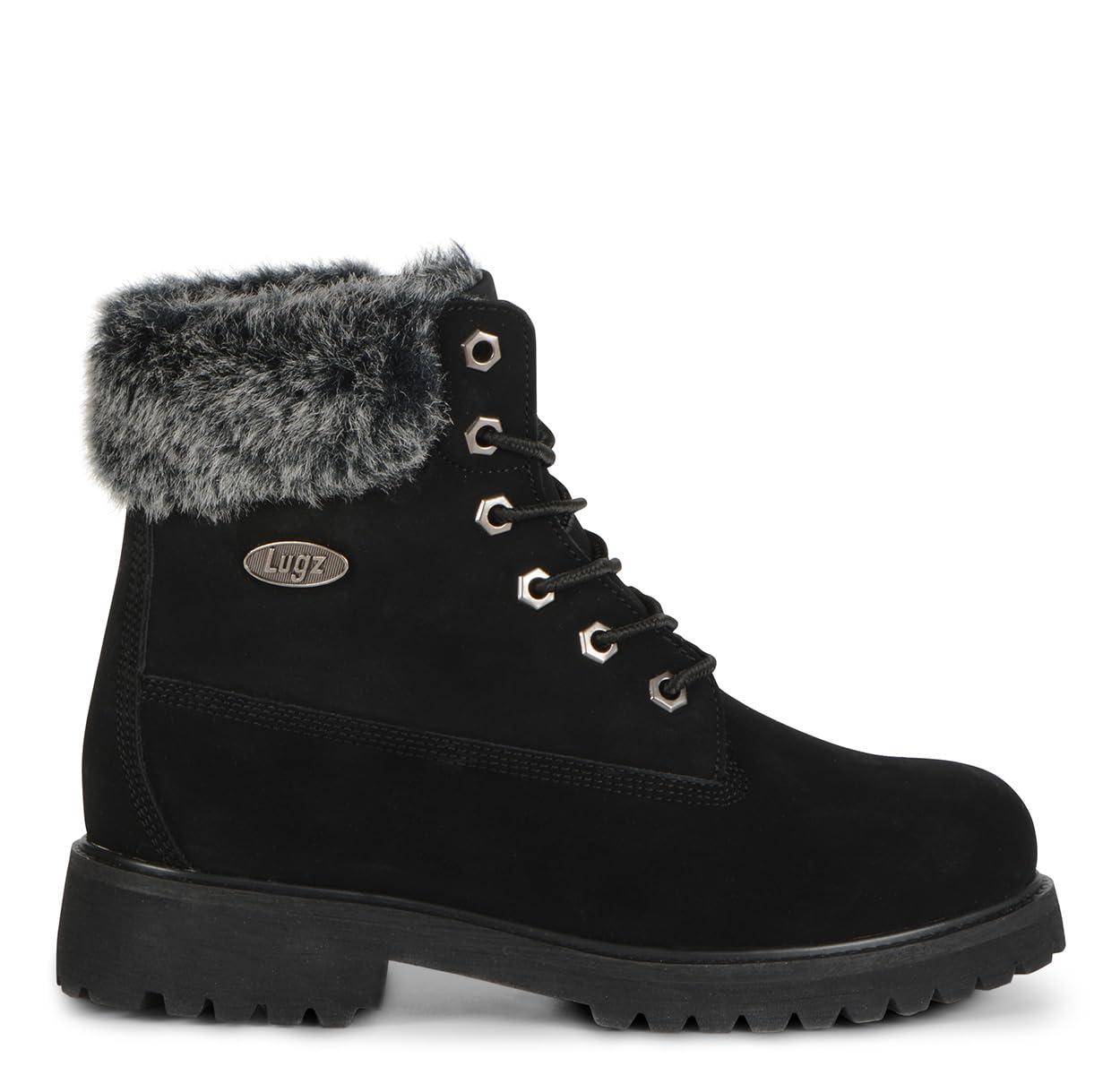 Lugz | Convoy Classic 6-inch Chukka Boots for Women | Faux Fur Lace Up Womens Fall Boots | Everyday Women Footwear, Black, 6.5 M US