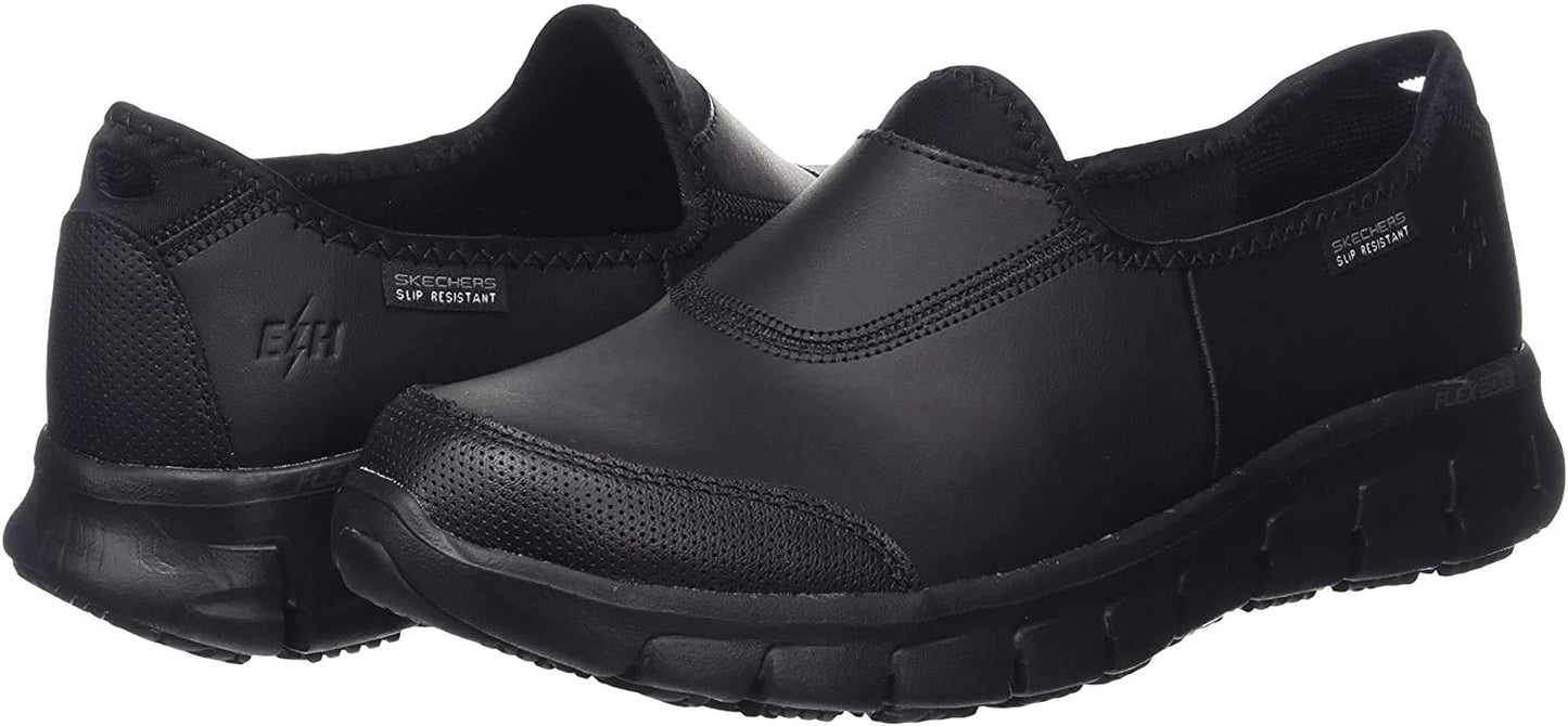 Skechers for Work Women's Sure Track Slip Resistant Shoe, Black, 9.5 M US