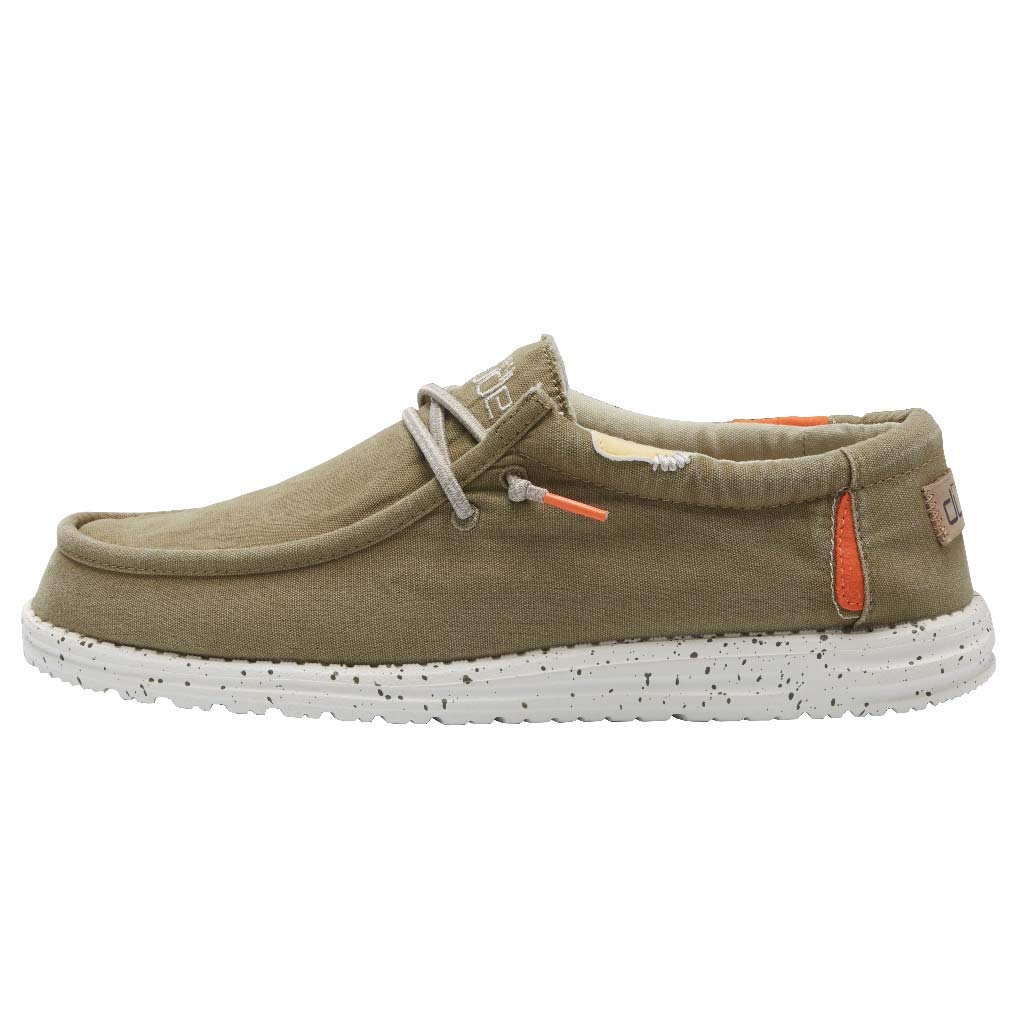 HEYDUDE Men's Wally Washed Kalamata Size 7 | Men’s Shoes | Men's Lace Up Loafers | Comfortable & Light-Weight