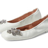 Stuart Weitzman Crystal Fleur Ballet Flat White 8.5 B