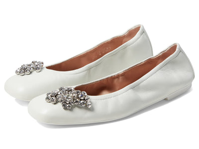 Stuart Weitzman Crystal Fleur Ballet Flat White 8.5 B