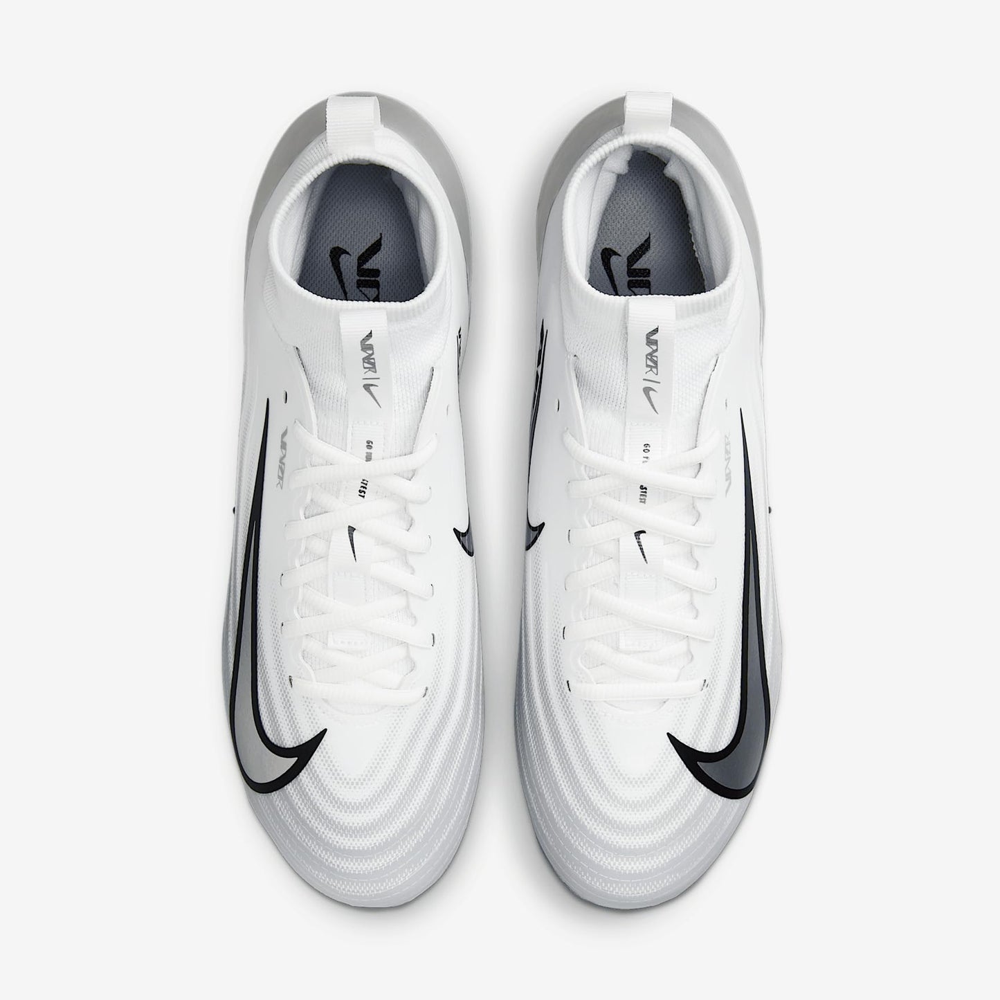 Nike Vapor Pro 1 Football Cleats (FB3298-100, White/Black/Summit White/Metallic Silver) Size 5.5