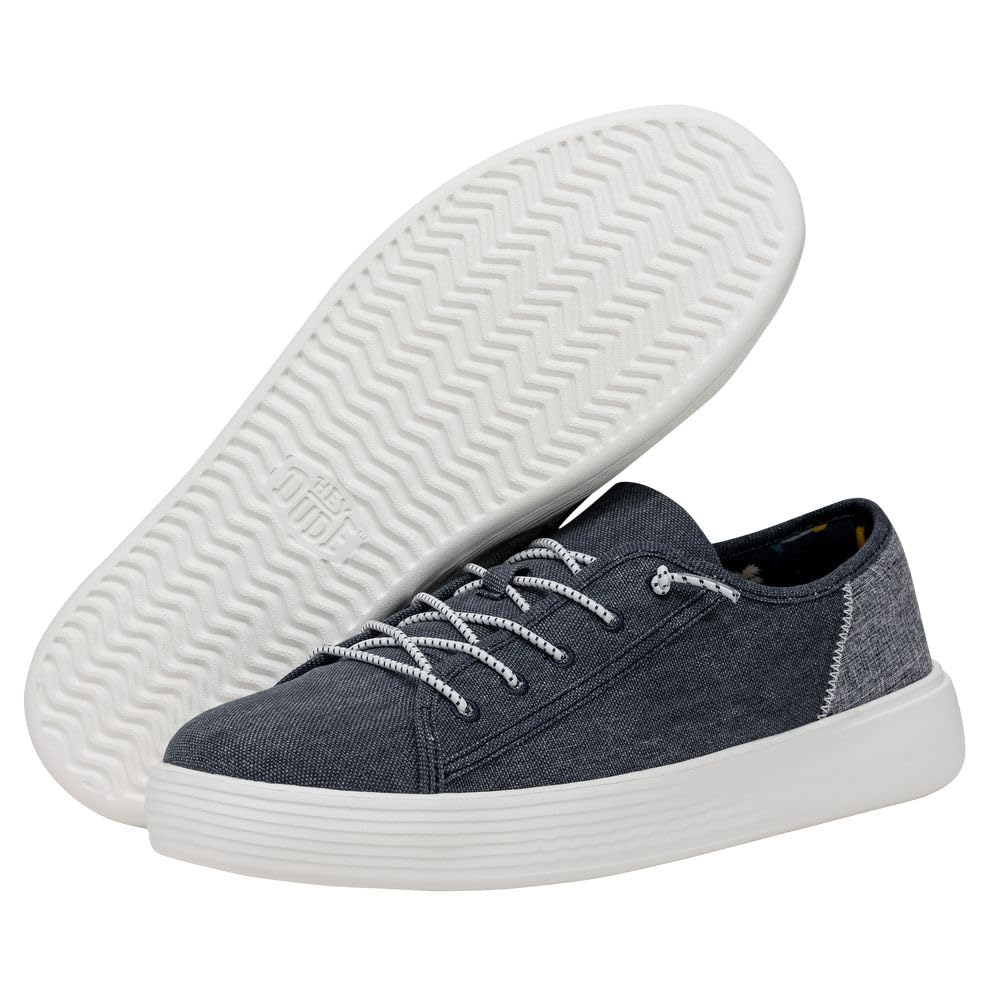 HEYDUDE Cody Craft Linen Navy Men's Size 14 | Unisex Sneakers | Unisex Slip On Shoes | Comfortable & Light-Weight
