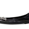 Stuart Weitzman Crystal Fleur Ballet Flat Black 7.5 B