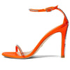 Stuart Weitzman Nudistglam 100 Sandal Neon Blaze/Neon Blaze/Clear 7.5 B