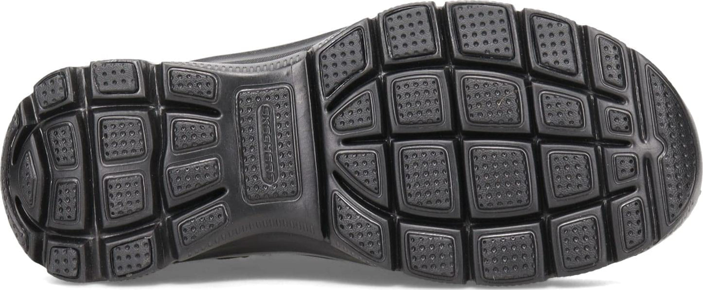 Skechers Women's Easy Going-Buried-Scooped Collar Bootie with Faux Trim Ankle Boot, Black, 7.5 M US