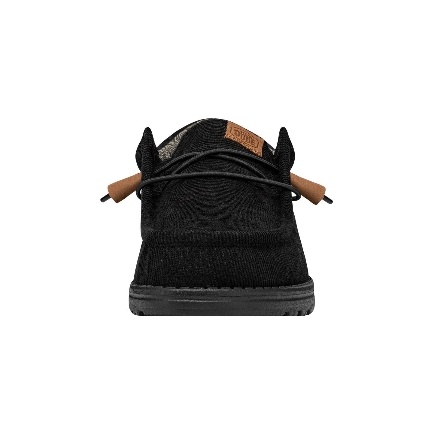 HEYDUDE Men's Wally Corduroy Slip On Loafer, Black Size 7 | Lightweight Flex & Fold Outsole with Elastic Lace