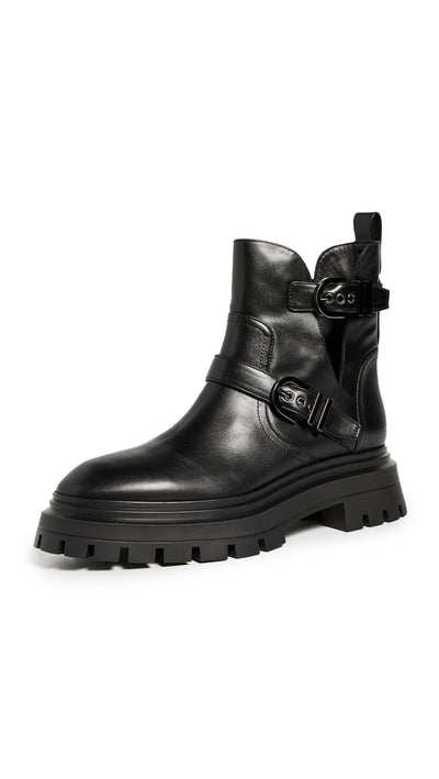 Stuart Weitzman Women's Maverick Bedford Moto Booties, Black, 10.5 Medium US