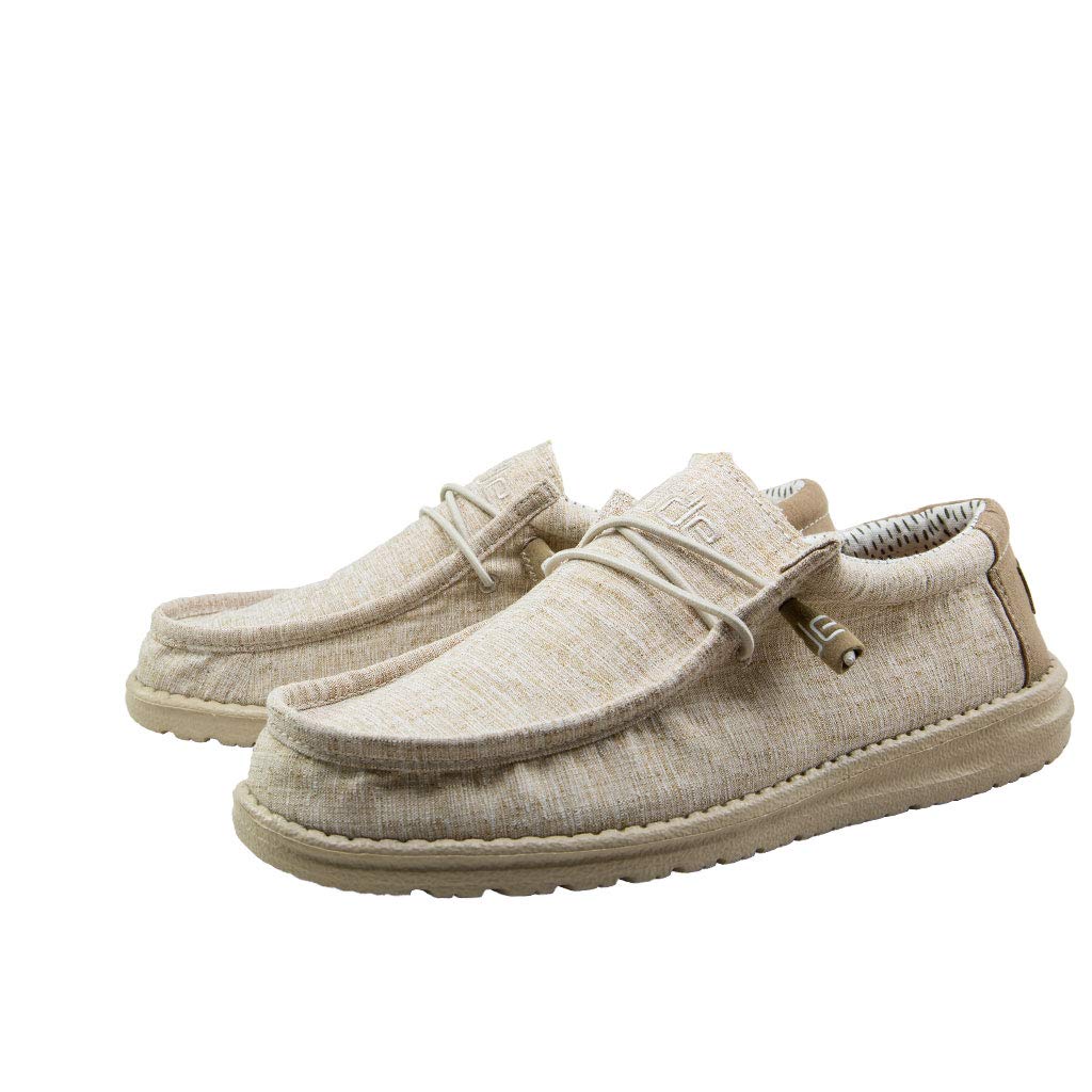 Hey Dude Men’s Wally Chambray Nut Size 11 | Men’s Shoes | Men's Lace Up Loafers | Comfortable & Light-Weight
