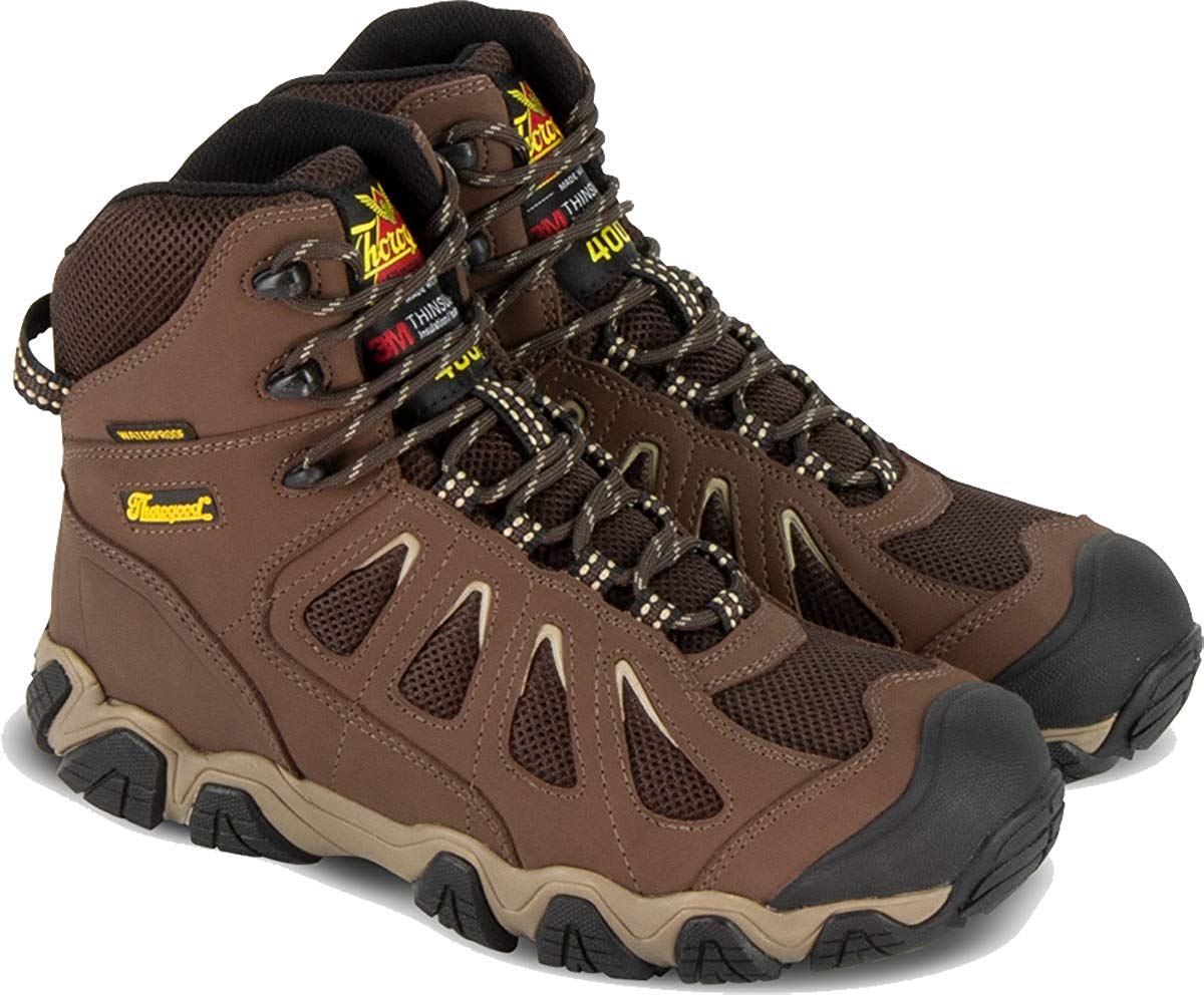 Thorogood Crosstrex 6” Insulated Waterproof Hiking Boots for Men - Breathable Premium Leather and Mesh with Comfort Insole and Athletic Traction Outsole; ASTM Rated, Brown - 8 W US
