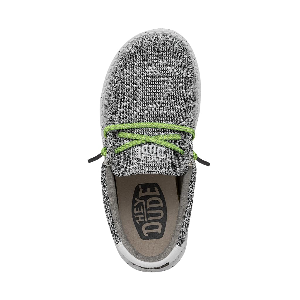 HEYDUDE Wally Youth Sox Stone White Size J3 | Youth Loaferes | Kids Slip On Shoes | Comfortable & Light-Weight