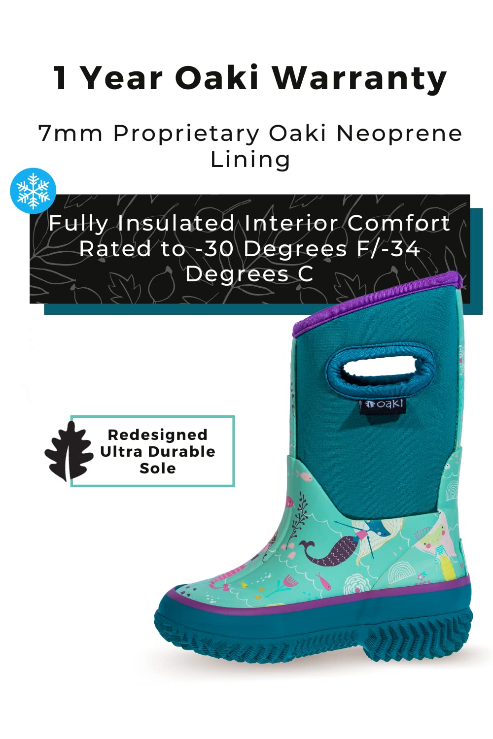 OAKI Neoprene Boots, Mermaids 8T