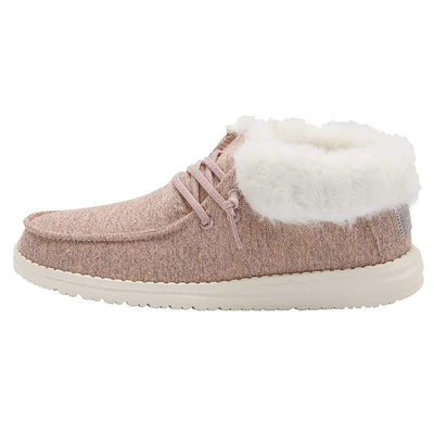 HEYDUDE Girl's Britt Youth Stretch Fleece Pink Size 6 | Girl's Shoes | Girl's Lace Up Boots | Comfortable & Light-Weight