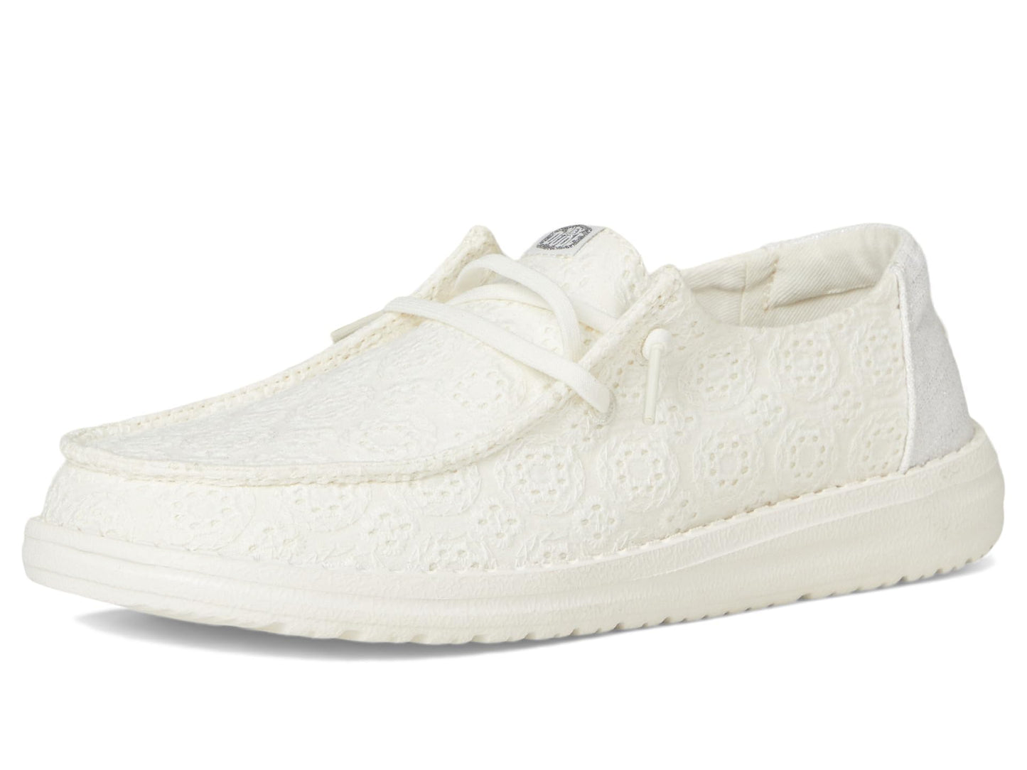 HEYDUDE Kids Wendy Eyelet Lace (Little Kid/Big Kid) - Shoes for Kids - Canvas Upper - Cotton Lining White 5 Big Kid M