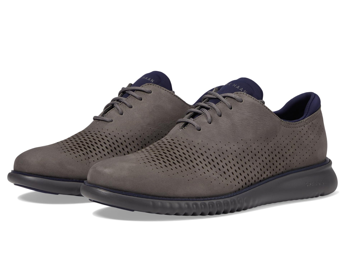 Cole Haan Men’s Shoes - 2.Zerogrand Casual Lightweight Leather Laser Wingtip Oxford, Tornado Nubuck/Pavement, 11-W US