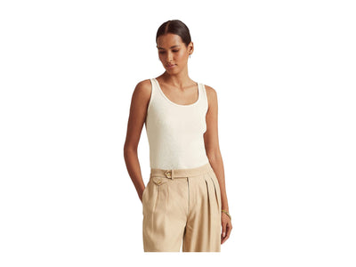 Lauren Ralph Lauren Womens Knit Ribbed Tank Top White M