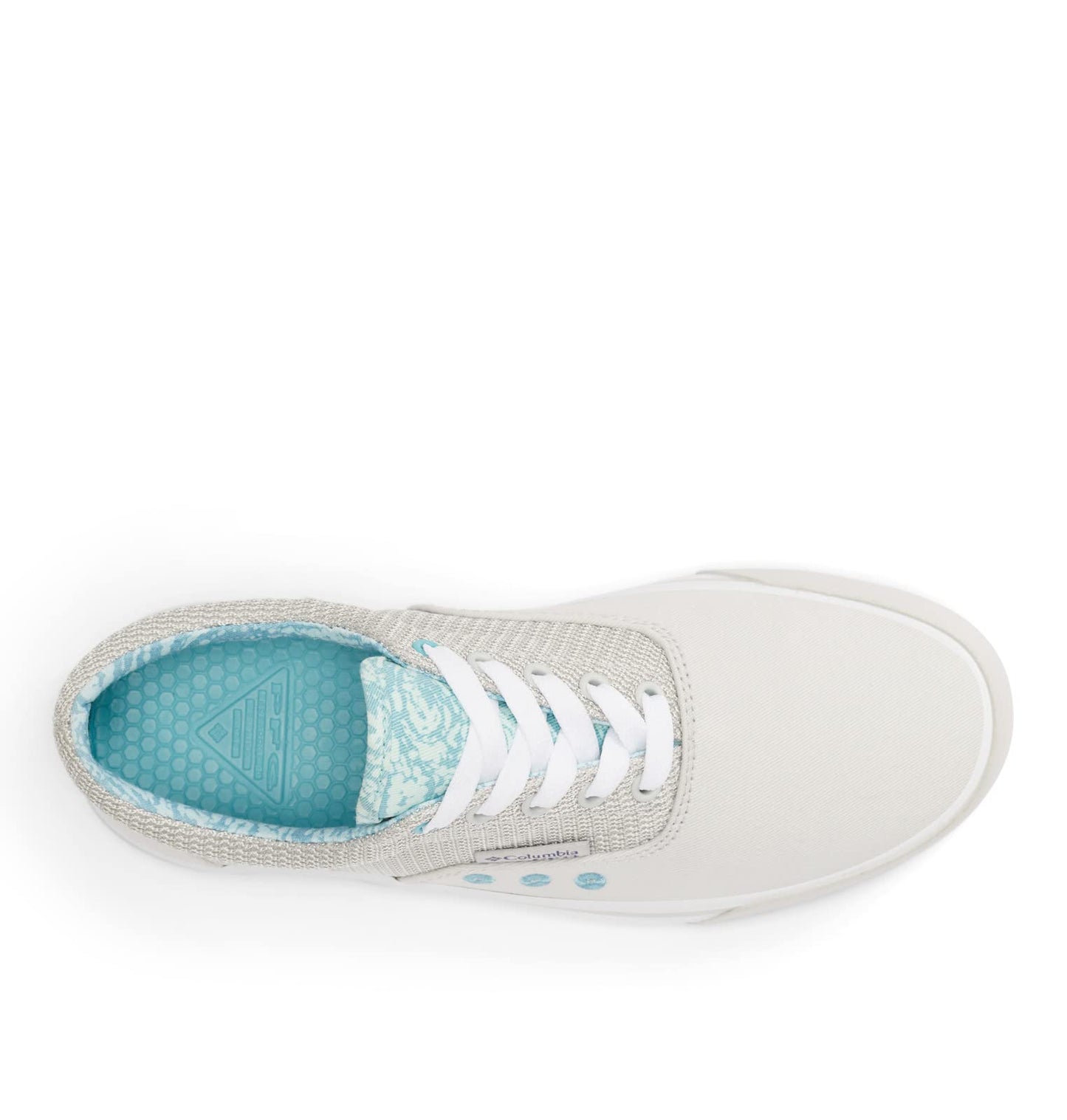 Columbia Women's Slack Water PFG Lace Boat Shoe, Grey Ice/Sea Wave, 5