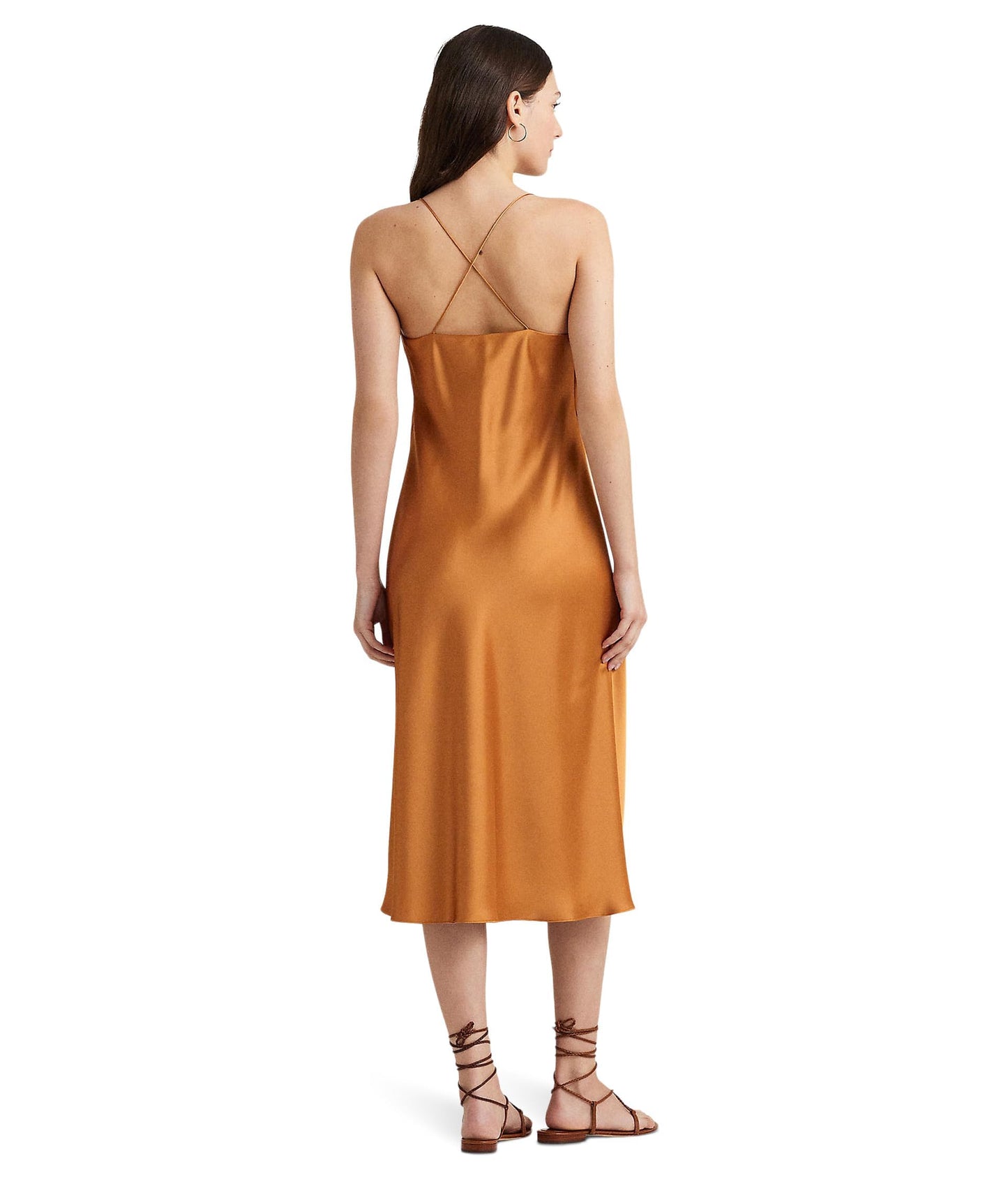 Lauren Ralph Lauren Women's Charmeuse Slip Dress Argan Bronze 10