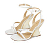 Michael Michael Kors Nadina Wedges for Women - Leather Upper - Synthetic Lining - Padded Synthetic Footbed Optic White 8 M