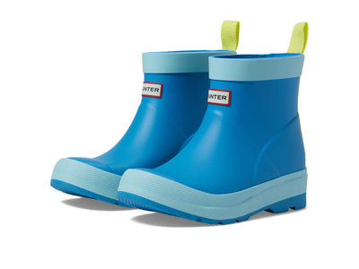 Hunter Kids Play Boot for Little and Big Kid Offers Rubber Upper with Ankle Pull Tab, and Durable Poolhouse Blue/Bleached Blue/Illuminating Yellow 1 Little Kid M