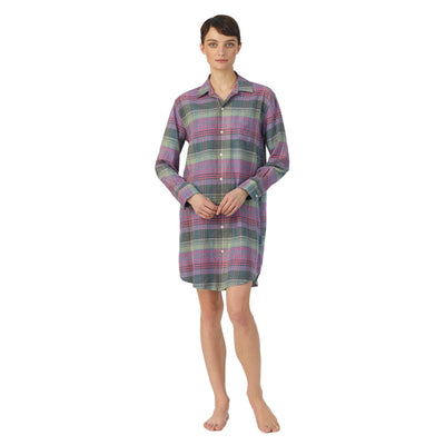 Lauren Ralph Lauren Long Sleeve Brushed Twill His Shirt Sleepshirt Purple Plaid XL (US 16-18)