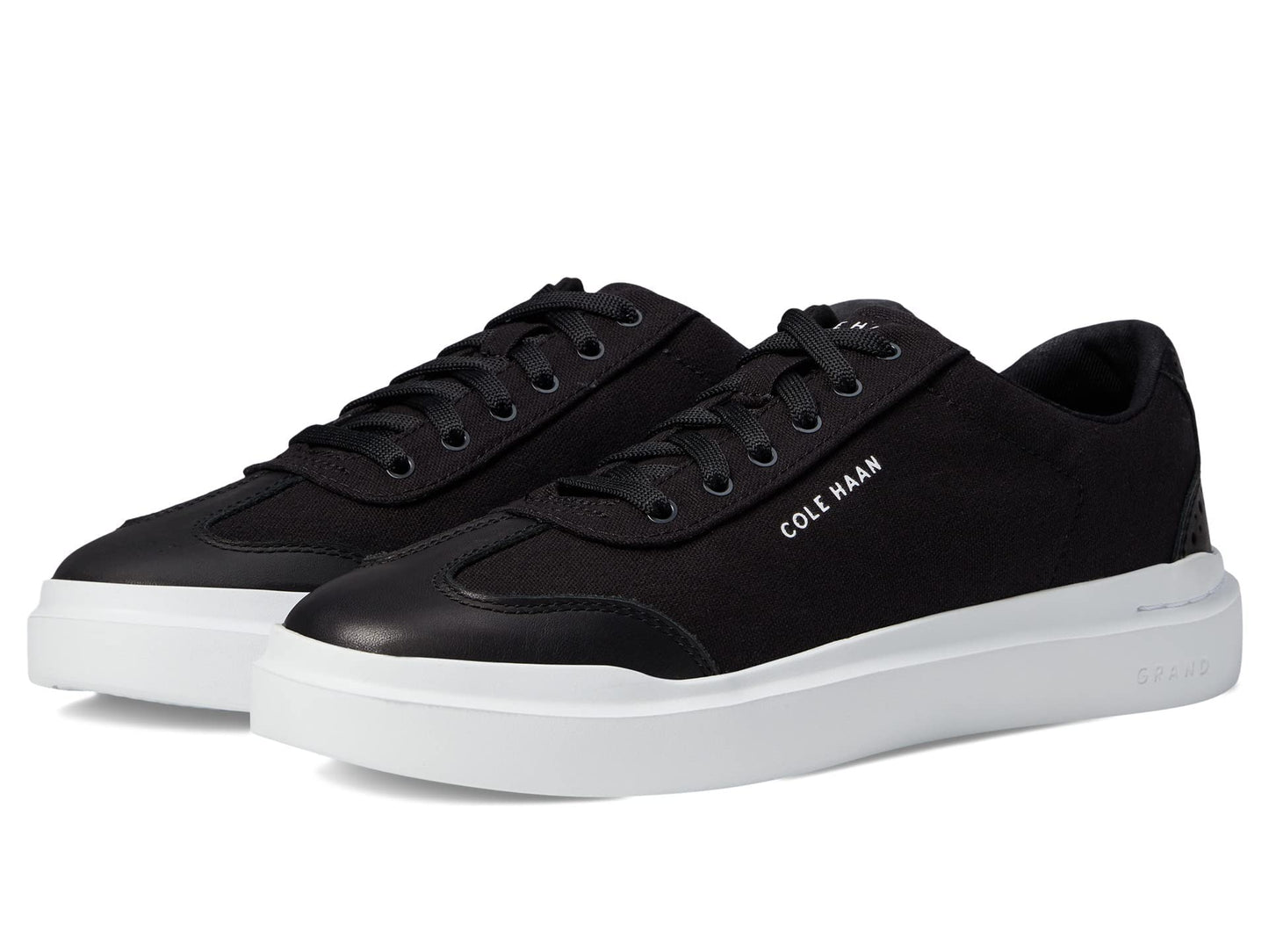Cole Haan Grandpro Rally Canvas T-Toe Black/Optic White 6 B (M)