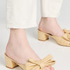 Stuart Weitzman Women's Loveknot 50mm Block Slides, Wheat, Tan, 8 Medium US