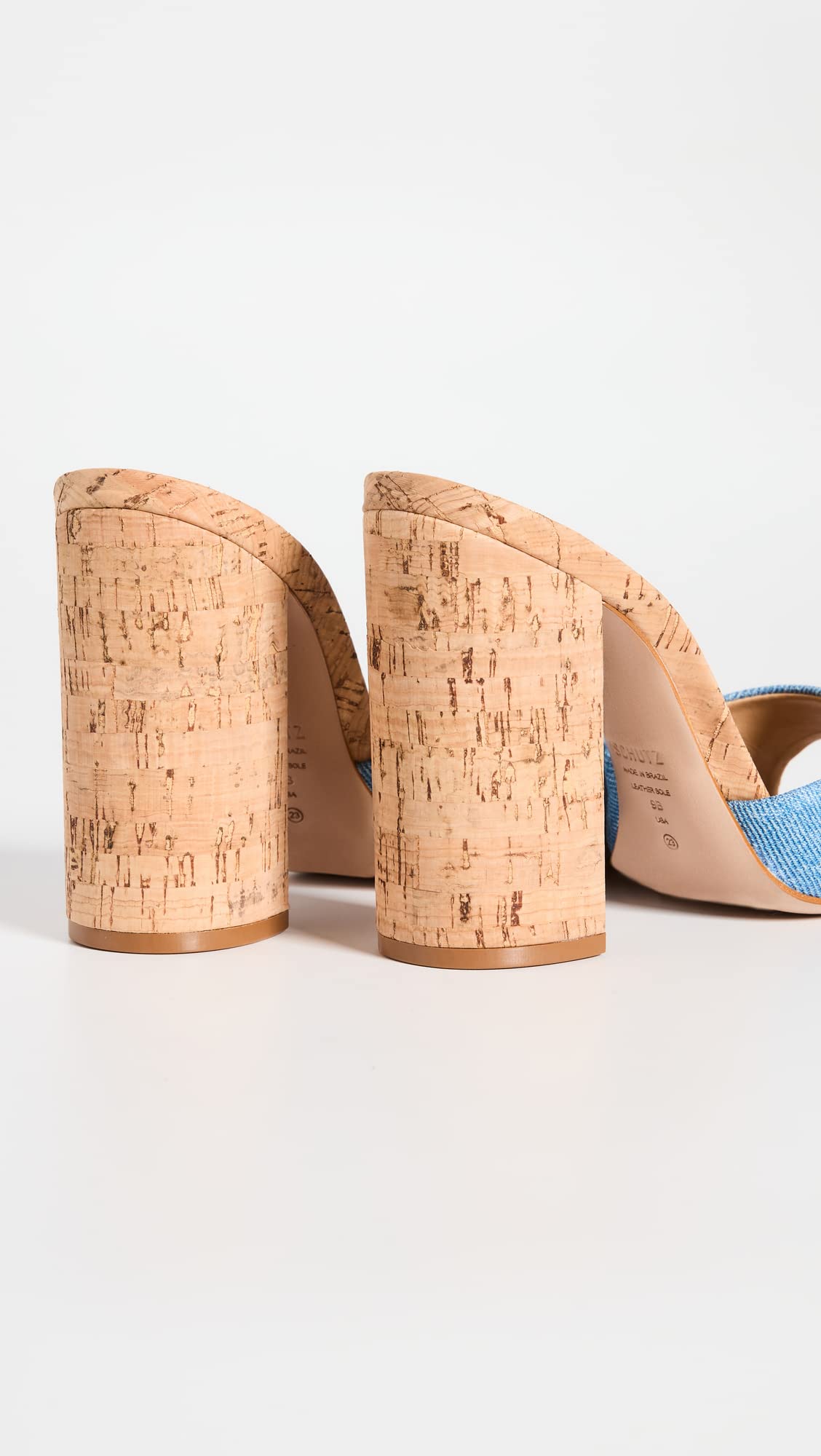 SCHUTZ Women's Kaycee Heels, Washed Denim Blue, 10 Medium US