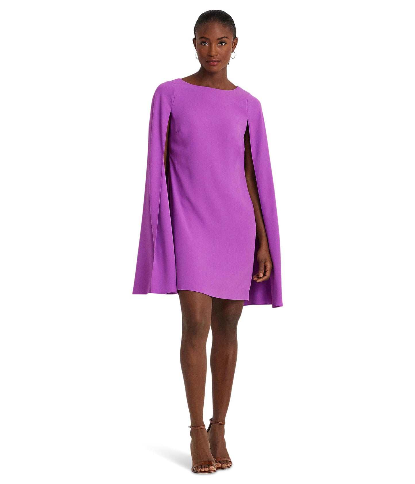 Lauren Ralph Lauren Cape Georgette Cocktail Dress Purple Jasper 2