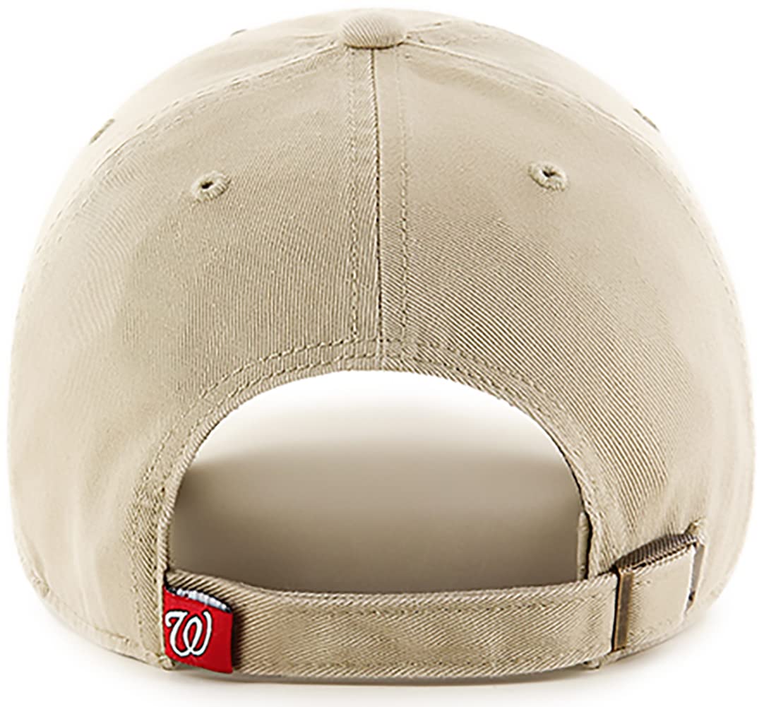 '47 MLB Khaki Clean Up Adjustable Baseball Dad Hat Cap, Adult One Size (Washington Nationals)