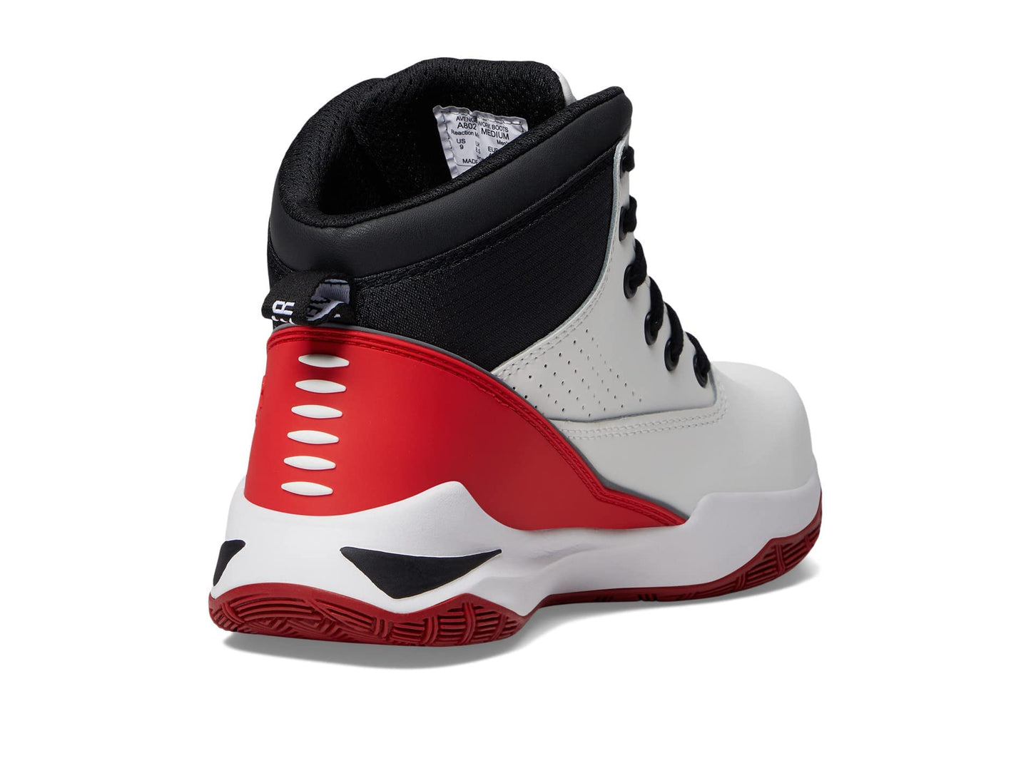 Avenger Work Boots Reaction Mid – Shoes for Men – Nubuck Upper – Breathable Mesh Lining – Round Toe Mid White/Red 9.5 D - Medium
