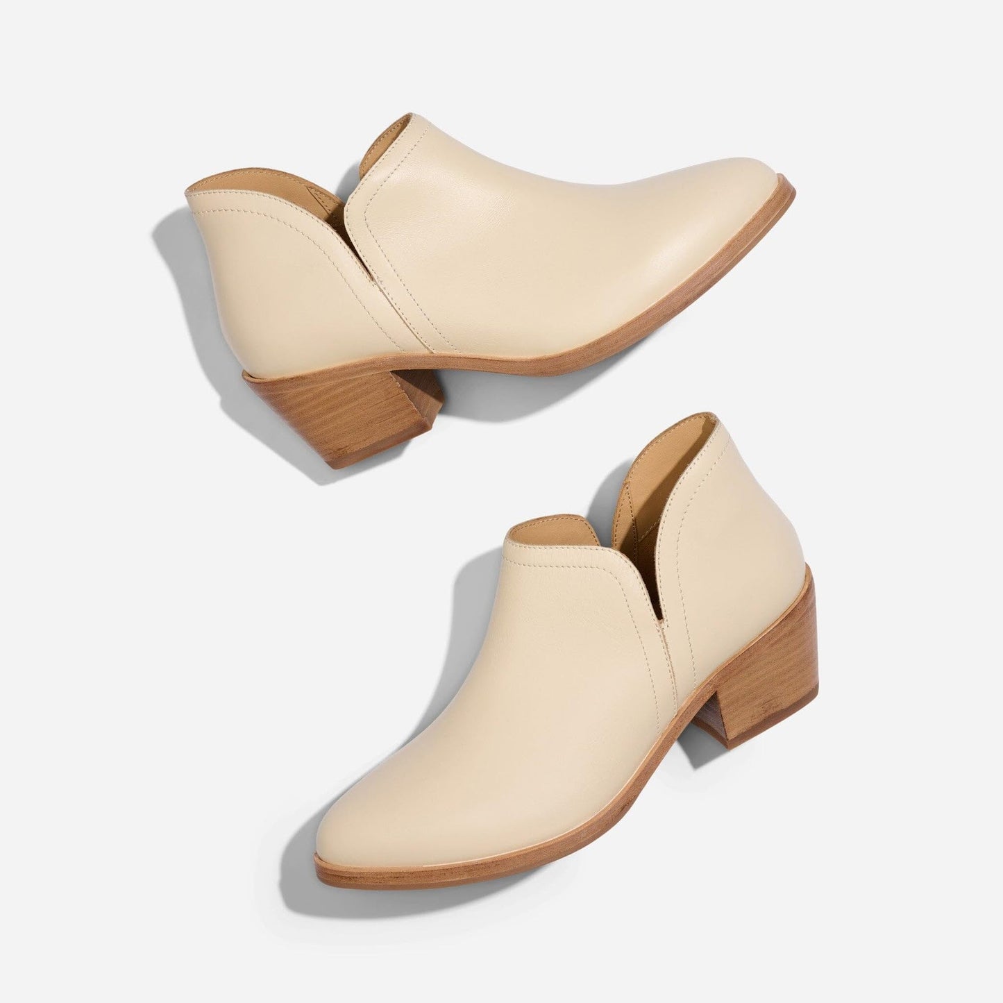 Nisolo Mia Ankle Bootie - Water Resistant Leather, Versatile V-cut Design, Cushioned 5-Layer Memory Foam Insoles, Dress Up or Down, Ankle Height Women's Boots, Bone (True to Size)