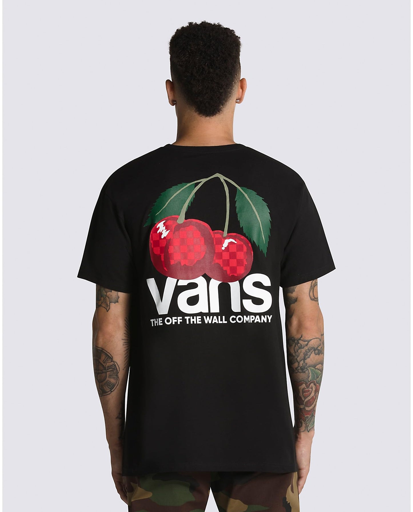 Vans Men's Short Sleeve T-Shirt, Cherry Check Black, X-Large